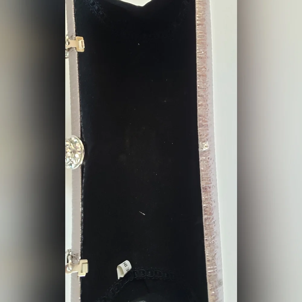Clutch Metallic Hardcase with Removable Chain and Crystal Accent Closure